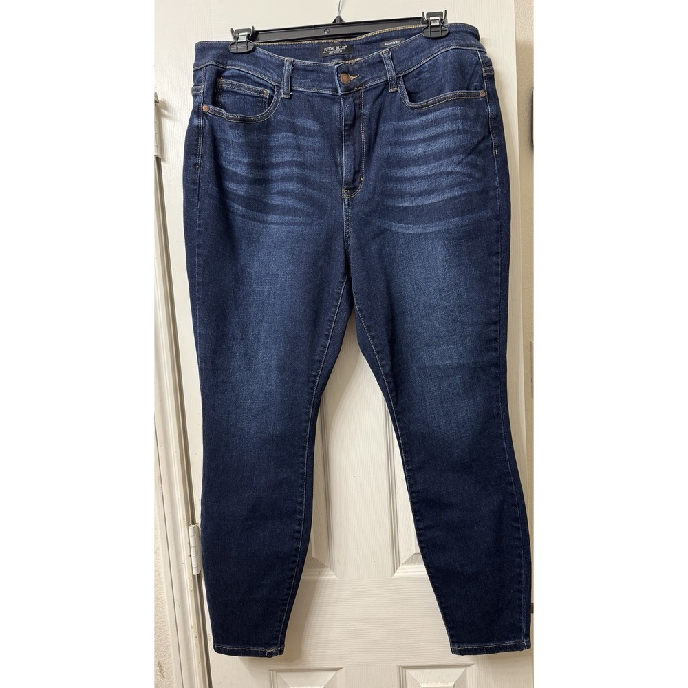 JUDY BLUE Jeans Womens 20W Los Angeles Skinny Fit, Zip Dark Wash 5-Pocket